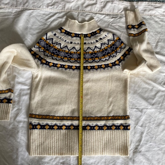 J. Crew Fair Isle Cream/Blue/Yellow  Rollneck Sweater, XXS - Picture 5 of 6